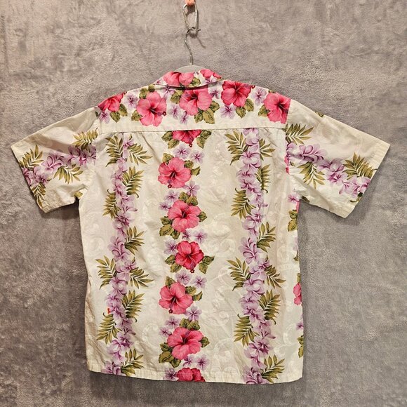 Two Palms Hawaiian Blouse Womens M Colorful Hibiscus Made is Hawaii USA Cotton - Picture 2 of 14
